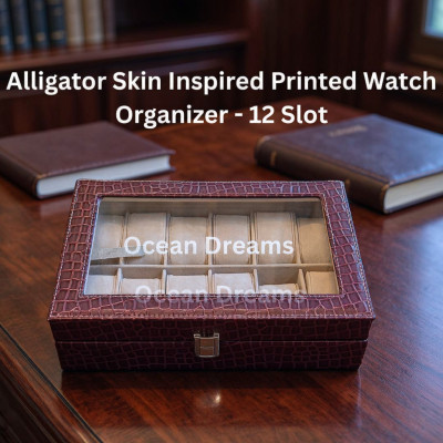 Alligator Skin Inspired Printed Watch Organizer - 12 Slot